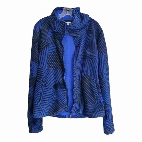 Bench Women’s L Fleece Hoodie Full Zip Black Blue Striped Activewear Athleisure - Picture 6 of 14